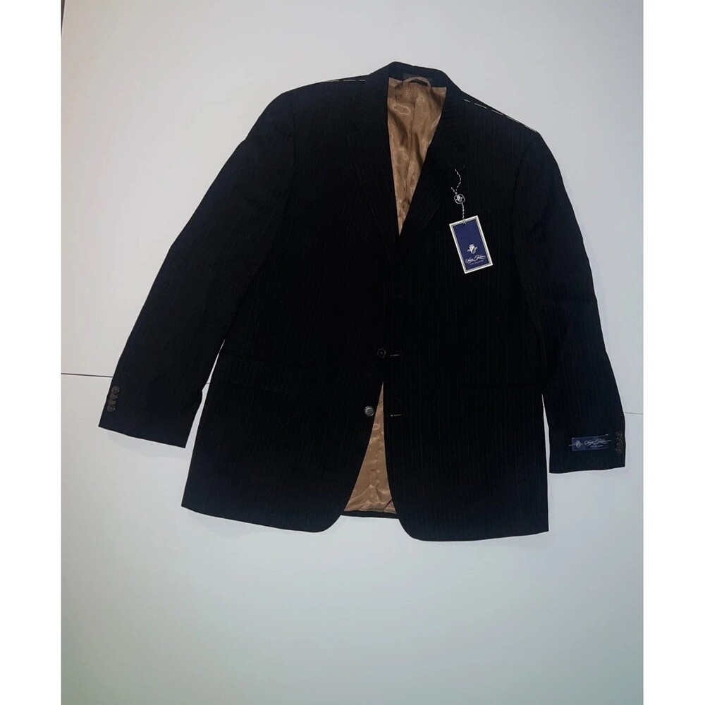 Sean John Fine Tailoring Suit Mens 46L 40W NWT Black Pinstripe Y2K Hip Hop 2Pc
